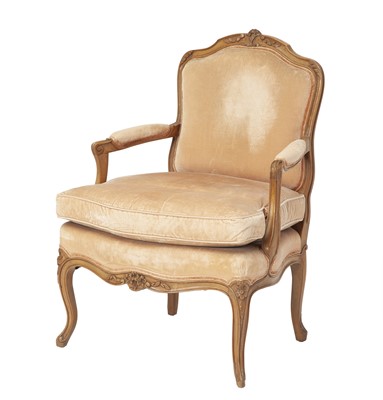 Lot 324 - Louis XV Style Upholstered Walnut Fauteuil