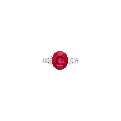 Lot 1055 - Platinum, Ruby and Diamond Ring