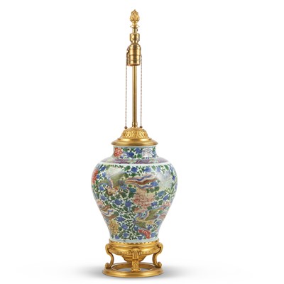 Lot 663 - A Chinese Wucai Porcelain Baluster Vase