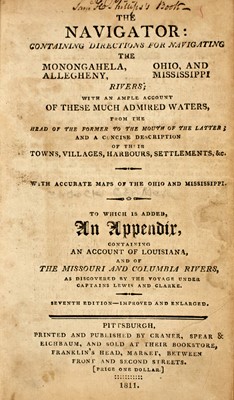 Lot 70 - Zadok's Cramer's Pittsburgh 1811 edition of The Navigator