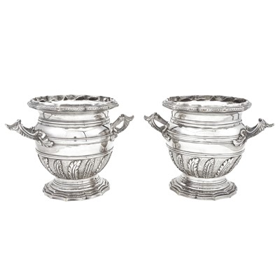 Lot 225 - Pair of French Regence Style Silver Plated Wine Coolers