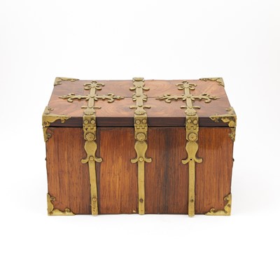 Lot 702 - Louis XIV Brass-Bound Oyster-Veneered Kingwood Strong Box