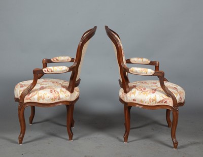 Lot 707 - Pair of Louis XV Carved Walnut Fauteuils