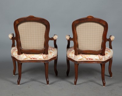 Lot 707 - Pair of Louis XV Carved Walnut Fauteuils