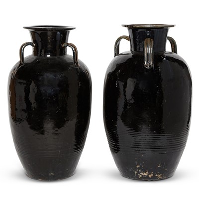 Lot 628 - A Large Pair of Chinese Henan Black Glazed Pottery Jars