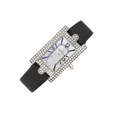 Lot 84 - Harry Winston White Gold, Mother-of-Pearl and Diamond 'Avenue' Wristwatch