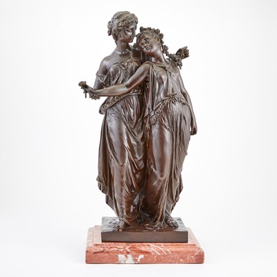 Lot 278 - Patinated Bronze Figural Group of Two Classical Women