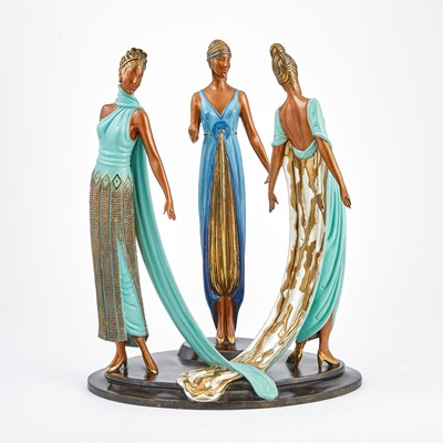 Lot 304 - Art Deco Style Gilt and Cold-Painted Bronze Figural Group of Three Women Entitled "The Three Graces"