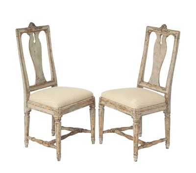 Lot 314 - Pair of Gustavian Painted Side Chairs