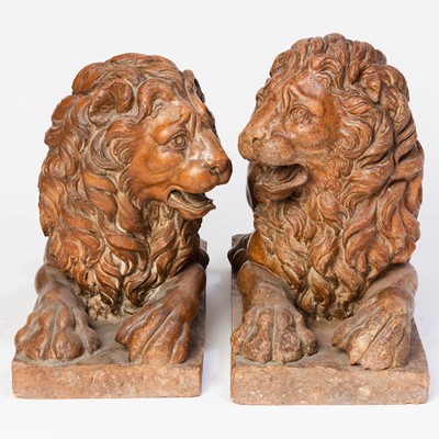 Lot 269 - Pair of Terracotta Lions