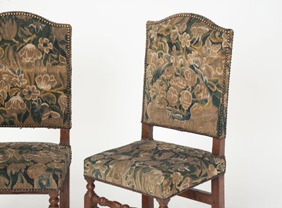Lot 432 - Pair of Continental Baroque Tapestry-Upholstered Walnut Side Chairs
