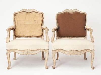 Lot 449 - Pair of North European Rococo Painted Armchairs