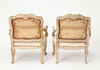 Lot 449 - Pair of North European Rococo Painted Armchairs