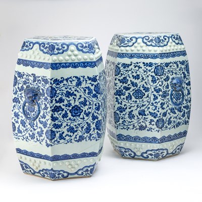 Lot 278 - A Pair of Chinese Blue and White Porcelain Garden Seats