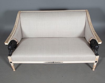 Lot 665 - Swedish Painted and Parcel-Gilt Sofa