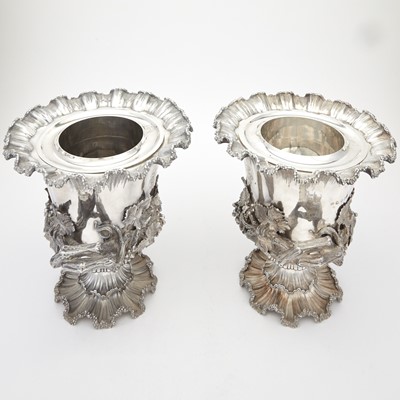 Lot 178 - Pair of William IV Sterling Silver Wine Coolers