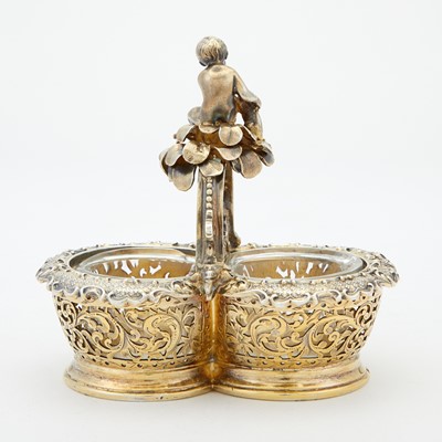 Lot 180 - Set of Four Victorian Sterling Silver Gilt Double Open Salt Cellars