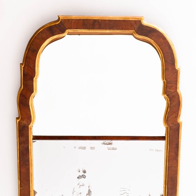 Lot 747 - Queen Anne Style Walnut and Parcel Gilt Mirror