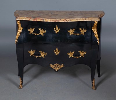Lot 739 - Louis XV Style Gilt-Metal Mounted Black Lacquer Commode