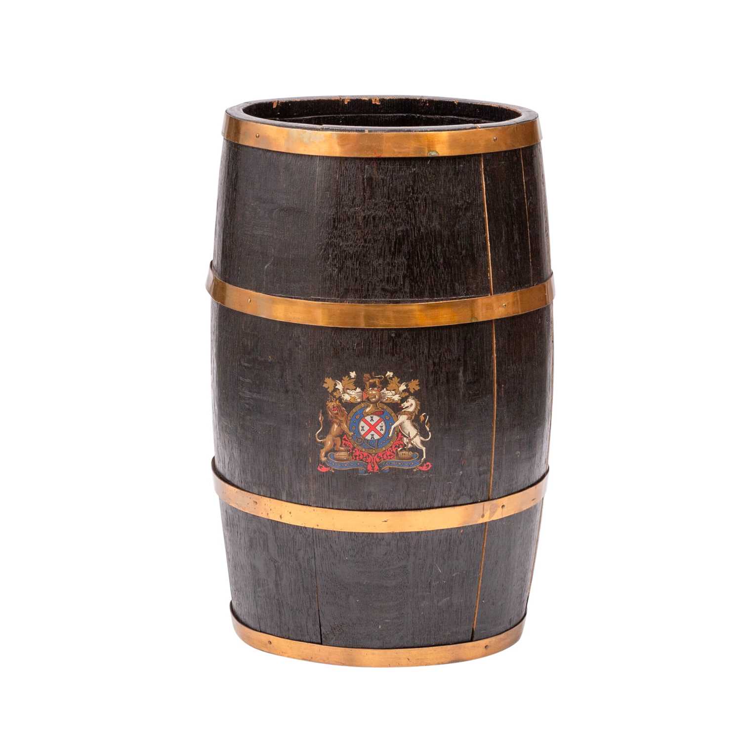 Lot 302 - Oak Brass Bound Umbrella Stand in the Shape of a Barrel