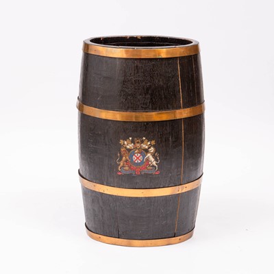 Lot 302 - Oak Brass Bound Umbrella Stand in the Shape of a Barrel