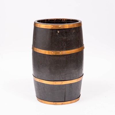 Lot 302 - Oak Brass Bound Umbrella Stand in the Shape of a Barrel