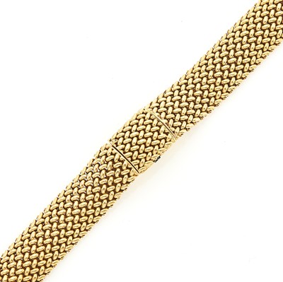 Lot 1258 - Gold Mesh Bracelet-Watch