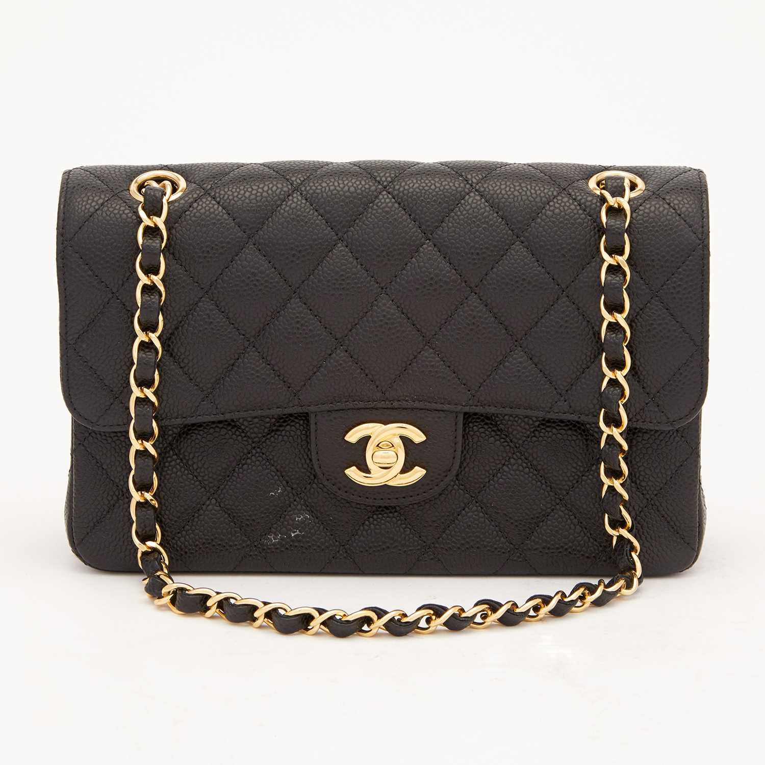 Lot 180 - Chanel Black Caviar Leather Double Flap Bag
