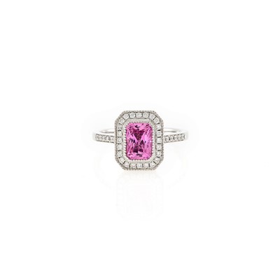 Lot 1180 - White Gold, Pink Sapphire and Diamond Ring
