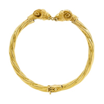 Lot 1109 - Gold Ram's Head Bangle Bracelet