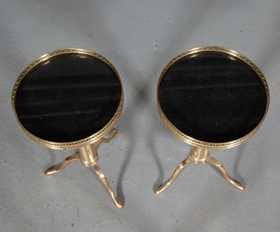 Lot 788 - Pair of Brass Adjustable Tripod Tables