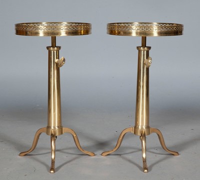 Lot 788 - Pair of Brass Adjustable Tripod Tables