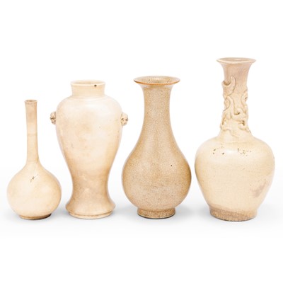 Lot 246 - A Group of Chinese Cream and Crackle Glazed Porcelain Vases