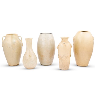 Lot 248 - A Group of Chinese Cream Glazed Porcelain Vases