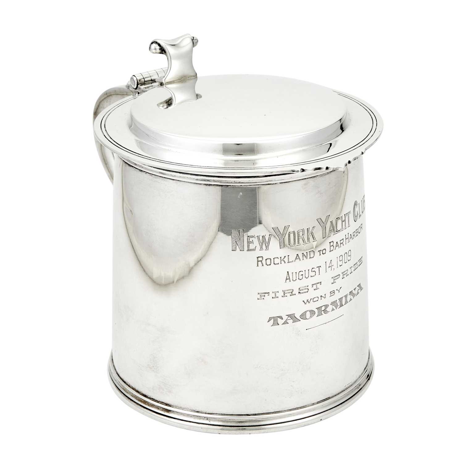 Lot 164 - New York Yacht Club Interest: Black Starr & Frost Sterling Silver Oversized Covered Tankard Trophy