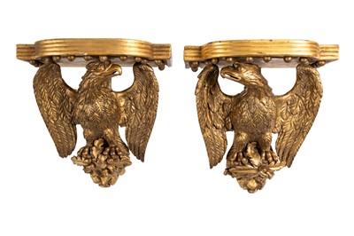 Lot 277 - Pair of Gilt Wood and Gesso Eagle-Form Wall Brackets
