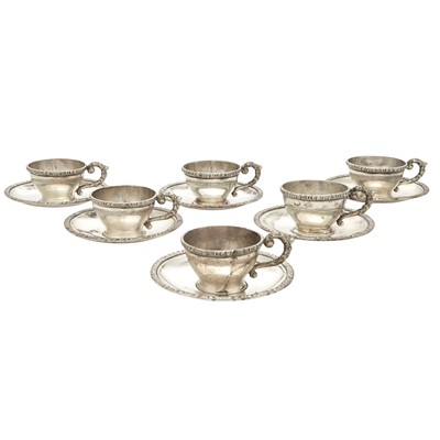 Lot 81 - Set of Six Austrian Silver Demitasse cups and saucers