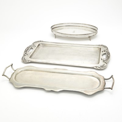 Lot 83 - Two Continental Silver Trays and a Silver Plated Tray