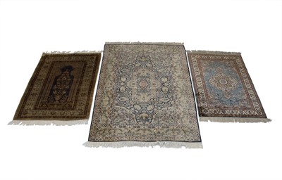 Lot 375 - Three Silk Rugs