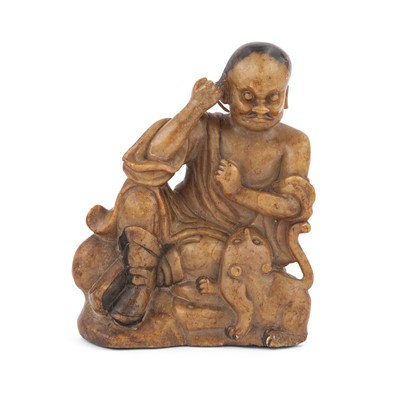 Lot 76 - A Chinese Soapstone Carving of Luohan Nagasena