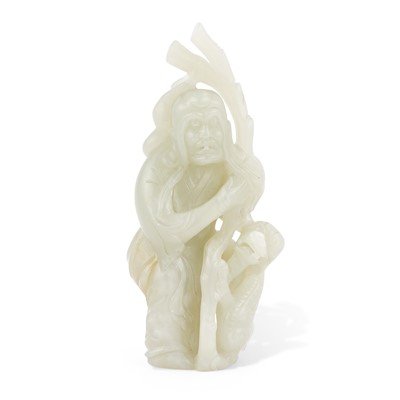 Lot 486 - A Chinese White Jade Carving of a Luohan