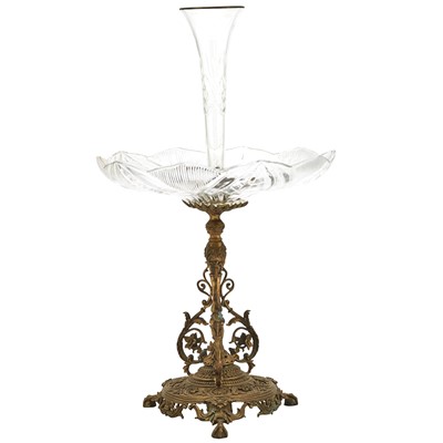Lot 50 - Napoleon III Style Gilt-Metal and Blown and Cut Glass Dessert Centerpiece