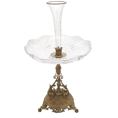 Lot 50 - Napoleon III Style Gilt-Metal and Blown and Cut Glass Dessert Centerpiece