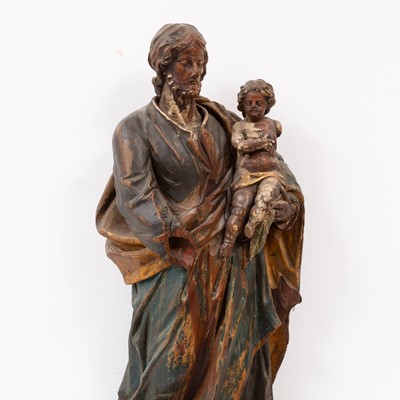 Lot 487 - Continental Polychrome Painted Figure of Joseph and the Christ Child