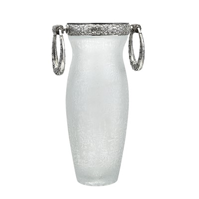Lot 283 - Silver Mounted Acid Etched Glass Vase