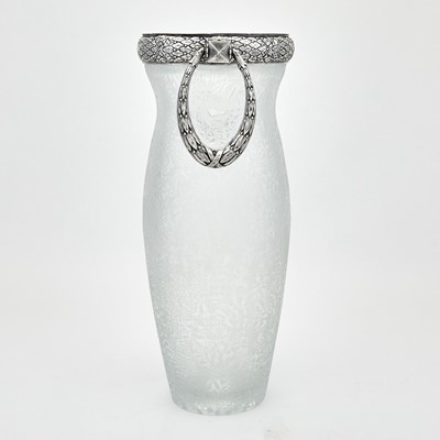 Lot 224 - Silver Mounted Acid Etched Glass Vase