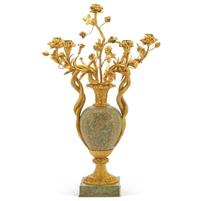 Lot 48 - Louis XVI Style Gilt-Bronze and Marble Five-Light Candelabrum
