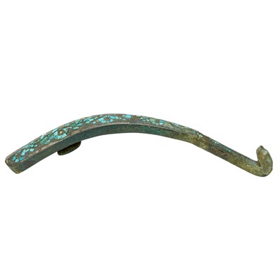 Lot 66 - A Chinese Turquoise-Inset Bronze Belt Hook