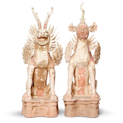 Lot 133 - Two Chinese Pottery Earth Spirits