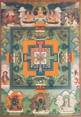 Lot 763 - A Tibetan Painted Mandala Thangka